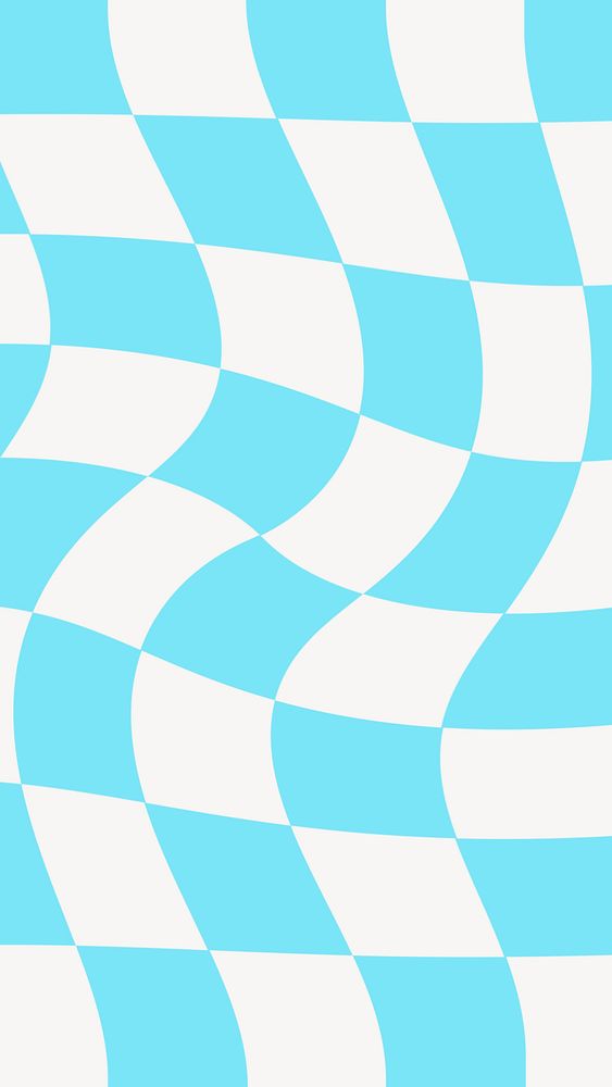 Distorted checkered pattern mobile wallpaper, blue background