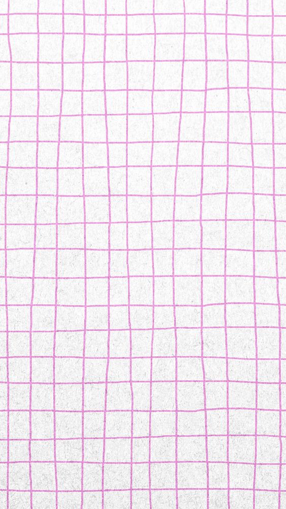Pink grid pattern mobile wallpaper, cute line art design