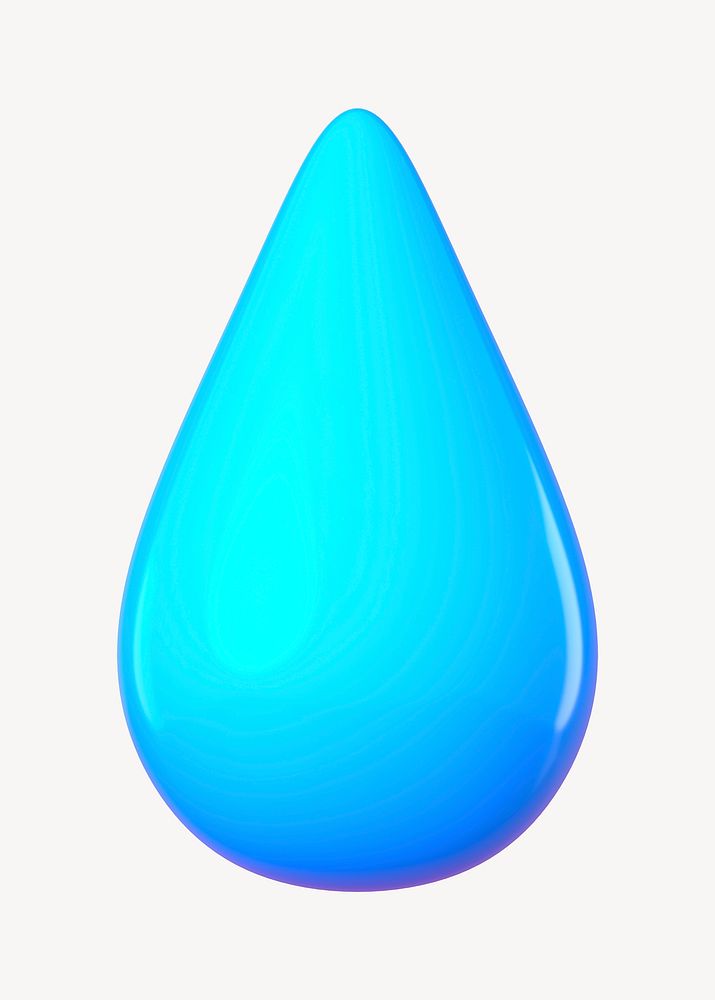 3D blue water drop shape illustration
