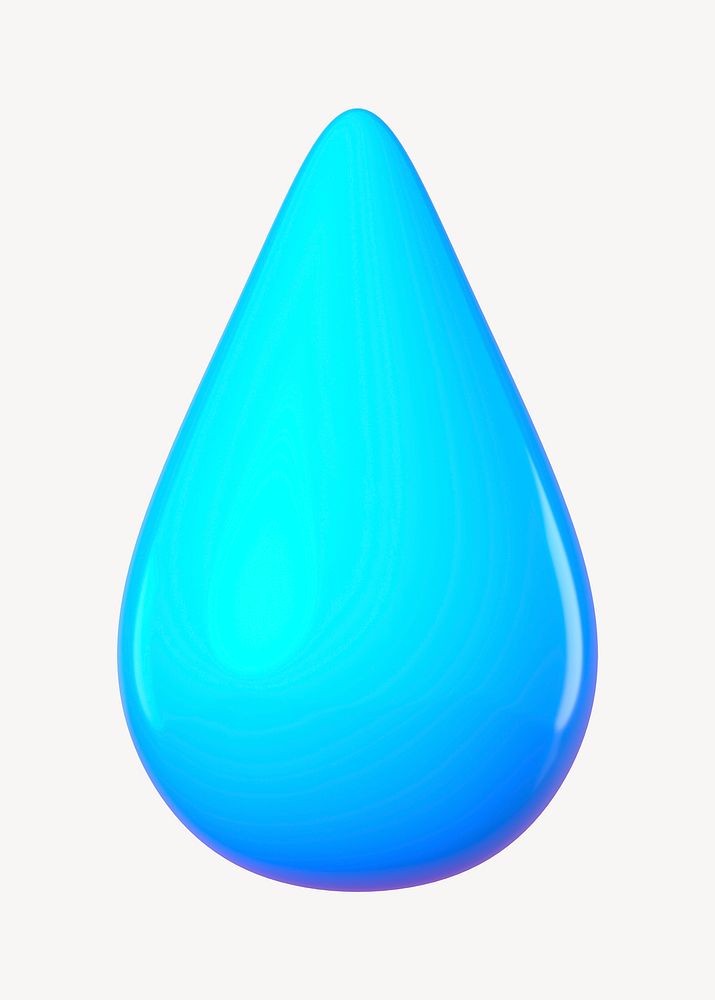 3D blue water drop shape clipart psd