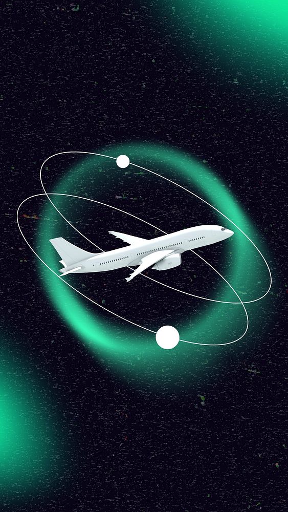 Plane in space mobile wallpaper, technology business remix