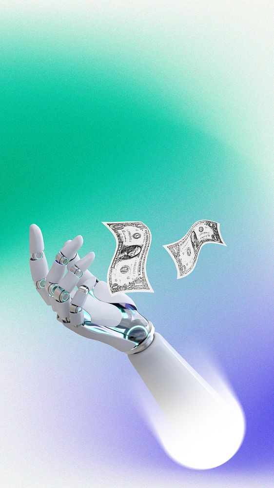Financial robot mobile wallpaper, futuristic technology remix
