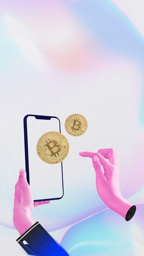 Cryptocurrency trading iPhone wallpaper, finance technology remix