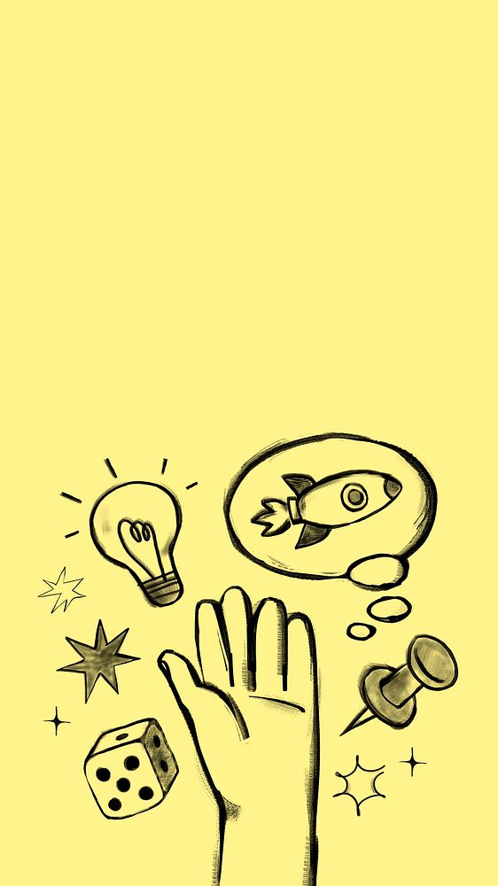 Creative entertainment doodle iPhone wallpaper, yellow background