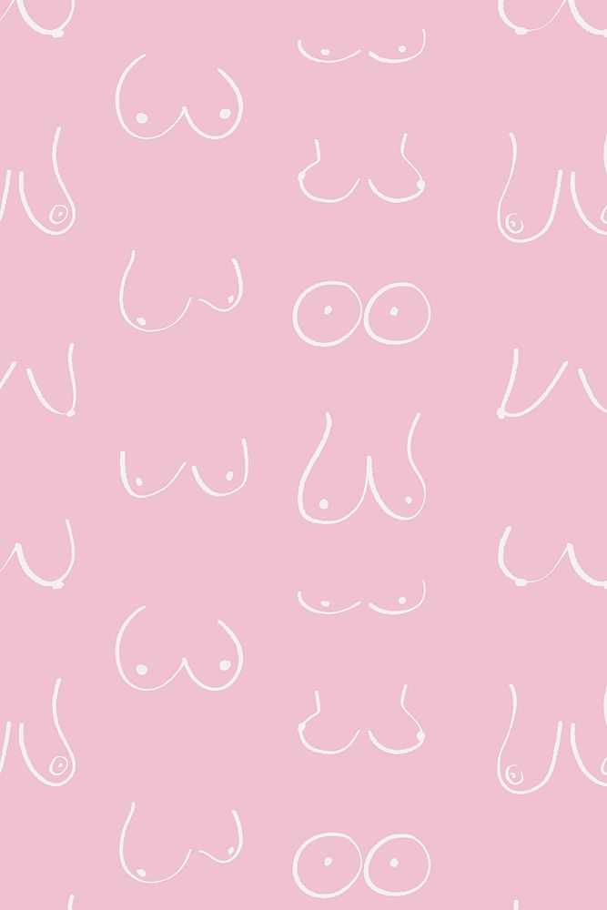 Women's breasts pattern background, cute doodle