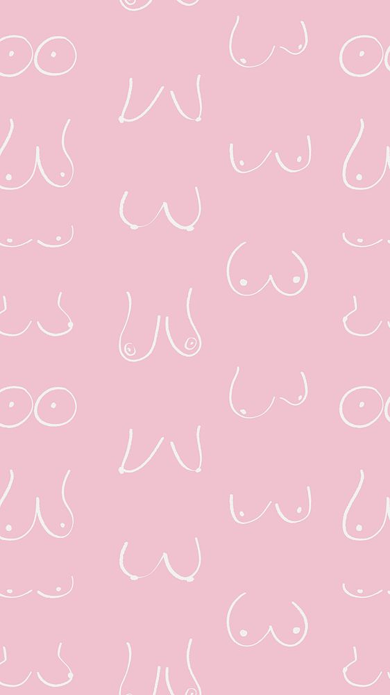 Women's breasts pattern iPhone wallpaper, cute doodle background