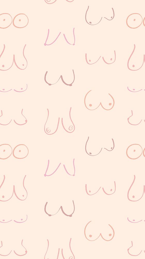 Women's breasts pattern iPhone wallpaper, cute doodle background