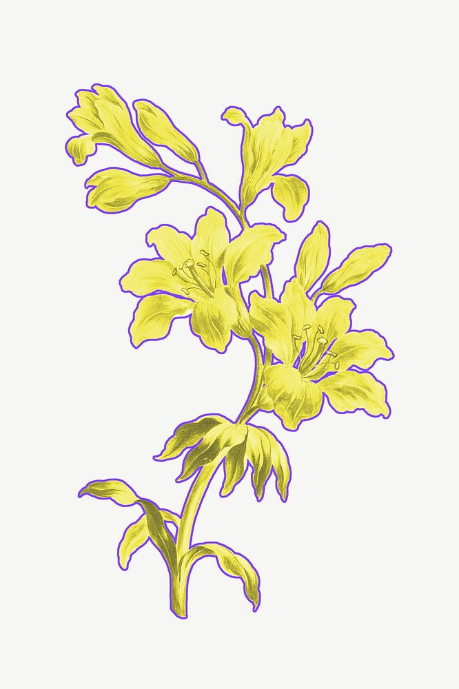 Yellow flower clipart psd, remixed by rawpixel