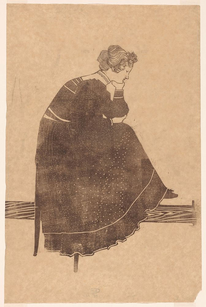Portret van Coba Stolk-Schmidt zittend op stoel, Reijer Stolk (1906&ndash;1945) print in high resolution by Reijer Stolk.  
