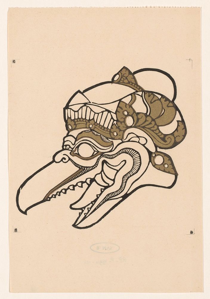 Kop van Garoeda, Reijer Stolk (ca. 1942) print in high resolution by Reijer Stolk.  