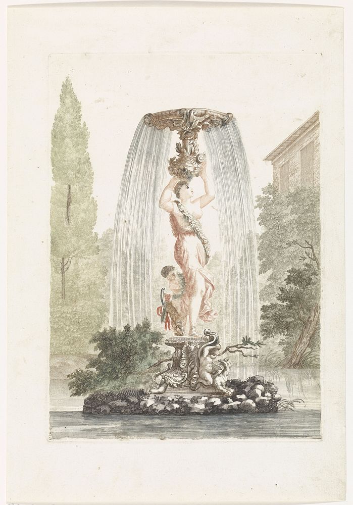 Fontein met Venus en Amor (1688 - 1698) print in high resolution by Johan Teyler.  