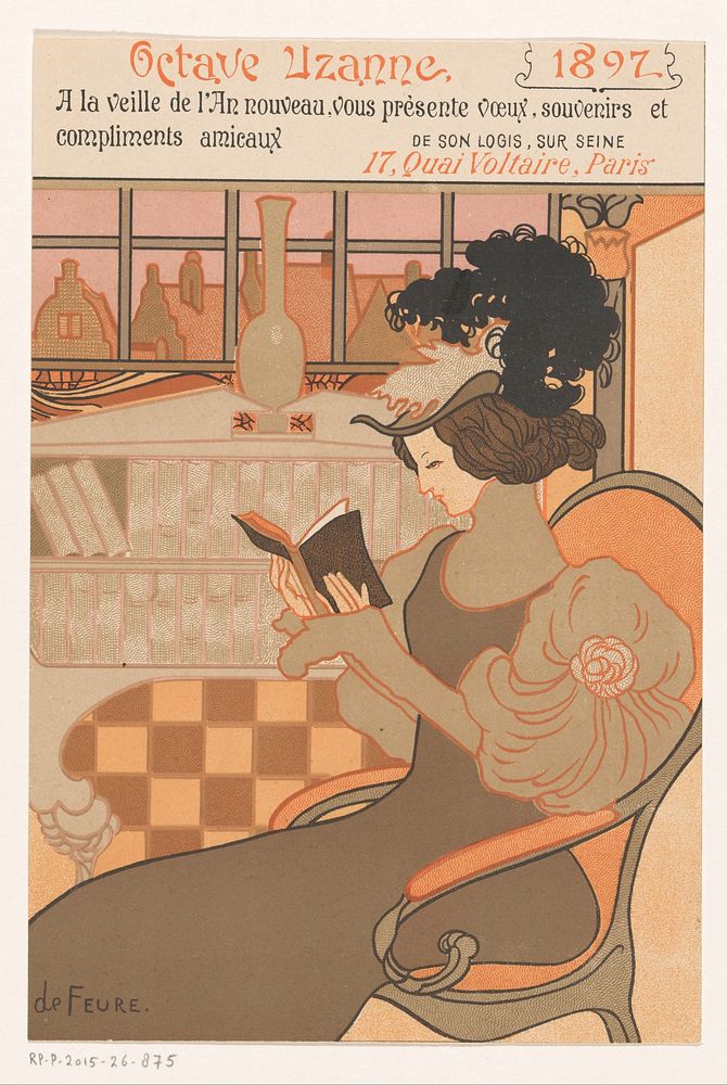 Nieuwjaarswens van Octave Uzanne voor het jaar 1897 (1896) print in high resolution by Georges de Feure. 