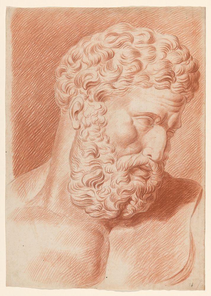Academiestudie: gipsbeeld van man met baard (1824) by Johannes Tavenraat. 