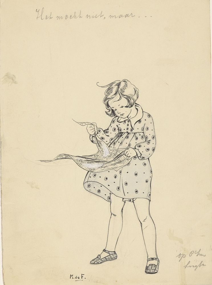 Meisje met een doek (c. 1928 - c. 1941) drawing high resolution by Miep de Feijter. 