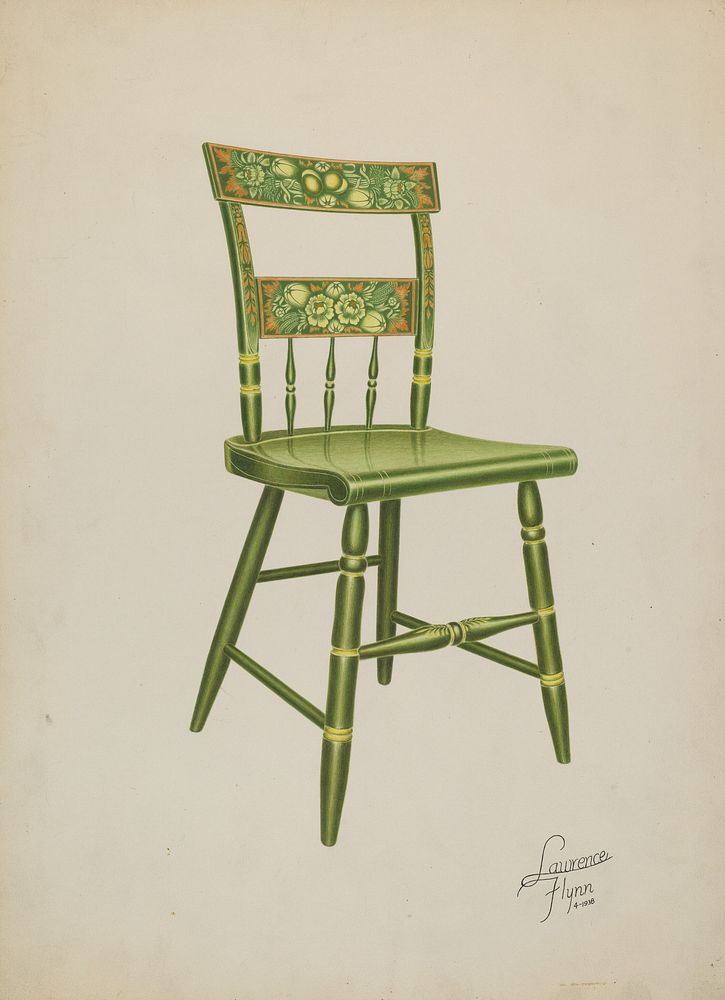 Stencilled Chair - One of Set of Six ( 1938) by Lawrence Flynn.  