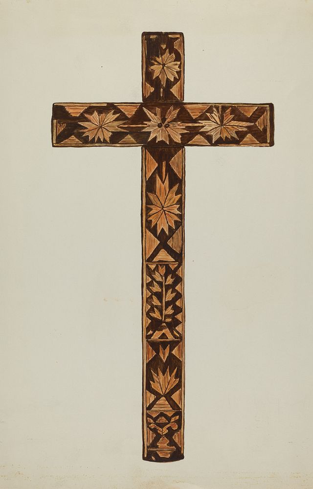 Straw Inlay Cross (ca.1937) by Margery Parish.  