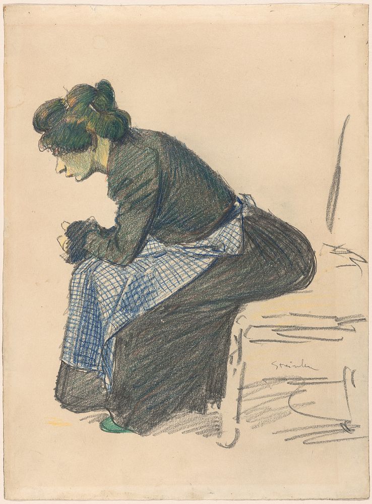 Study of a Woman print in high resolution by Th&eacute;ophile Alexandre Steinlen (1859 &ndash;1923).  