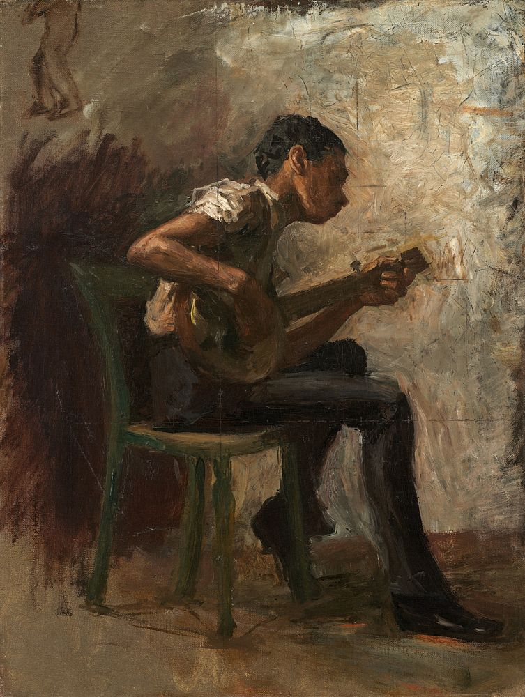 Study for "Boy Dancing": The Banjo Player (ca. 1877) by Thomas Eakins. 