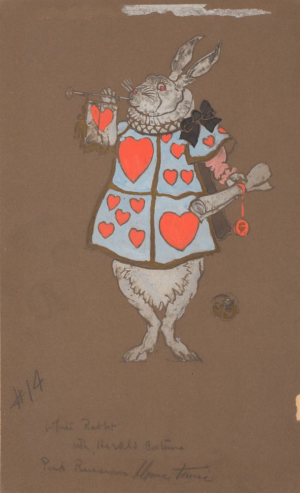 White Rabbit with Herald's Costume Design (1915) for Alice in Wonderland in high resolution by William Penhallow Henderson.  