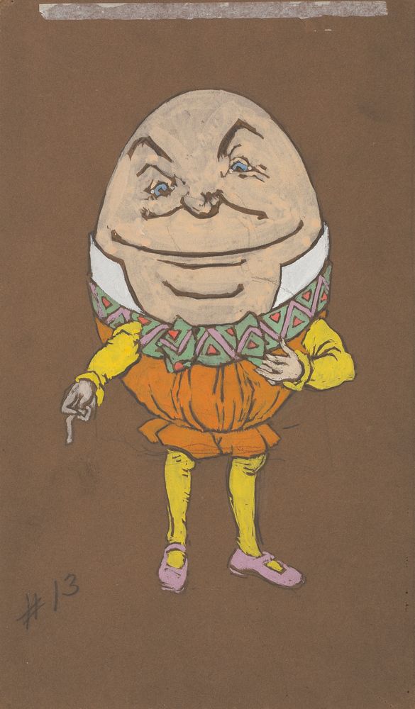 Humpty Dumpty (1915) Costume Design for Alice in Wonderland in high resolution by William Penhallow Henderson.  
