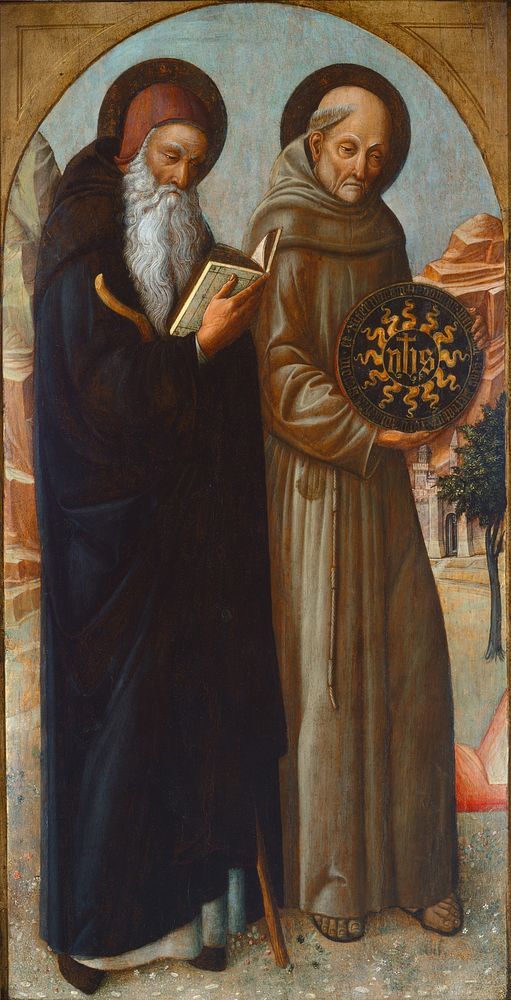 Saint Anthony Abbot and Saint Bernardino of Siena (1459) by Jacopo Bellini.  