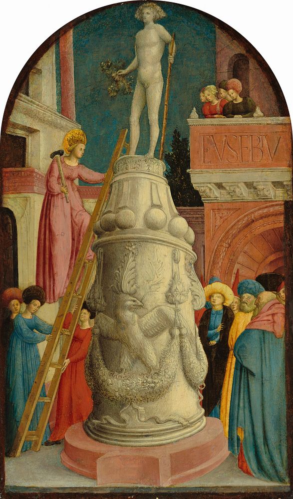 Saint Apollonia Destroys a Pagan Idol (ca. 1442–1445) by Giovanni d'Alemagna.  