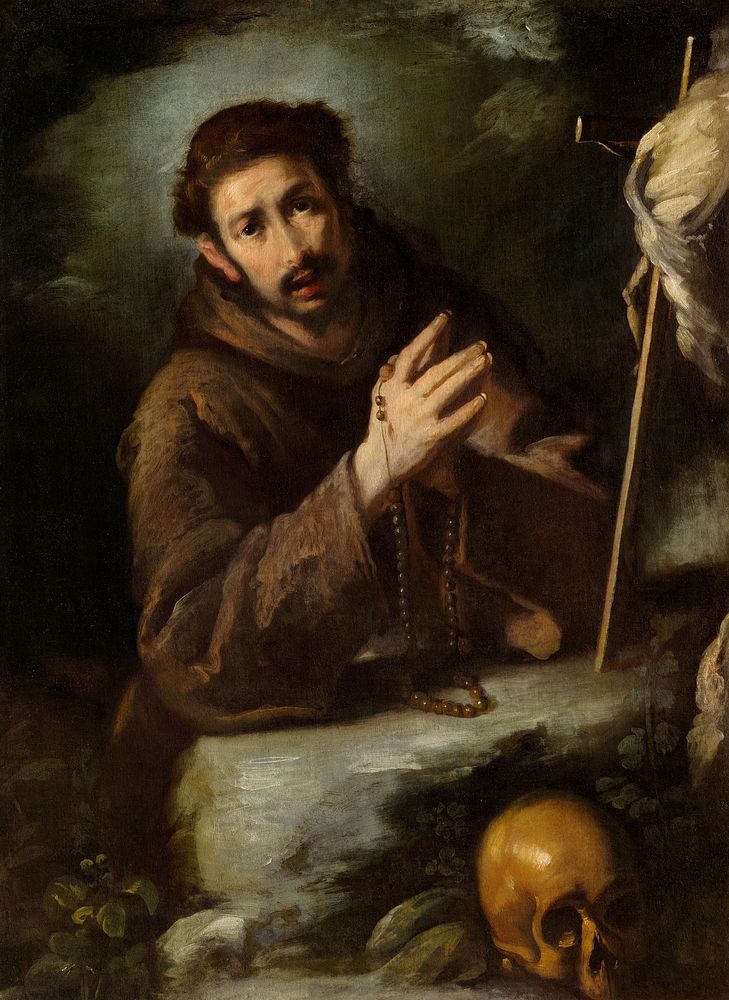 Saint Francis in Prayer (ca. 1620&ndash;1630) by Bernardo Strozzi.  