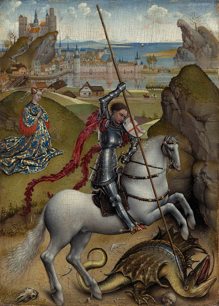 Saint George and the Dragon (ca. 1432–1435) by Rogier van der Weyden.  