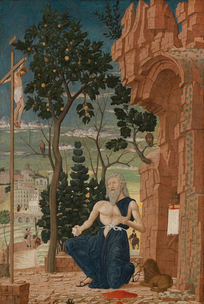 Saint Jerome in the Wilderness (ca. 1475) by Anonymous Artist & Andrea Mantegna.  