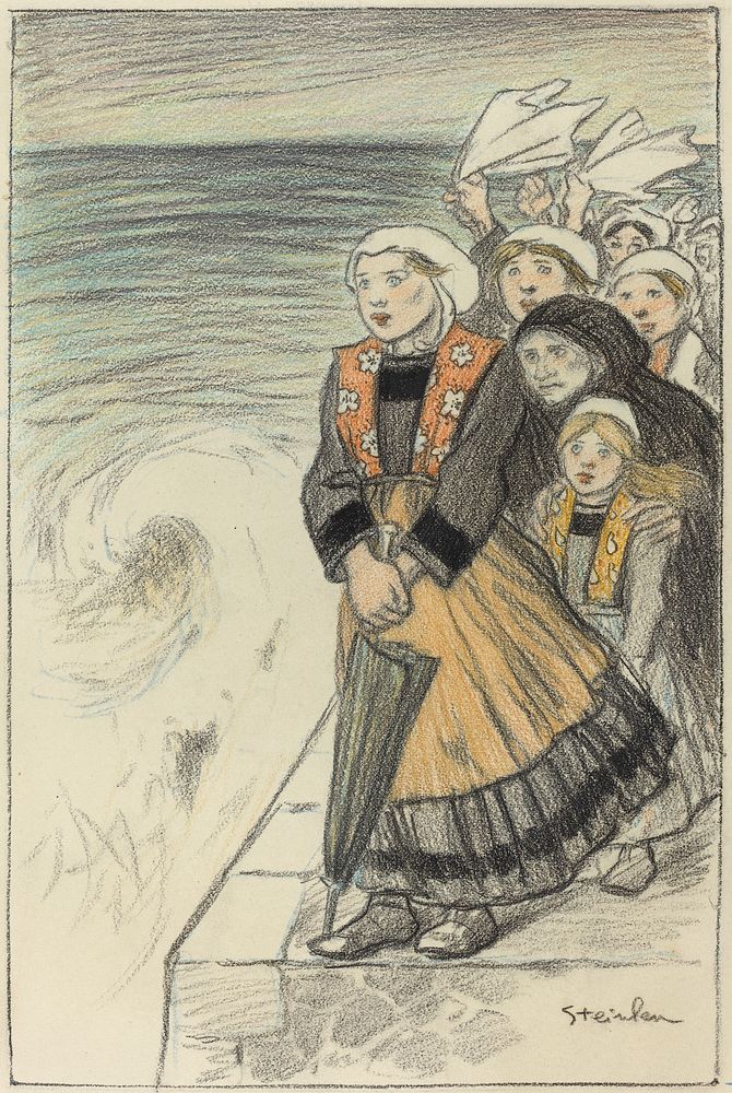 Sailors' Wives (1896) print in high resolution by Th&eacute;ophile Alexandre Steinlen.  