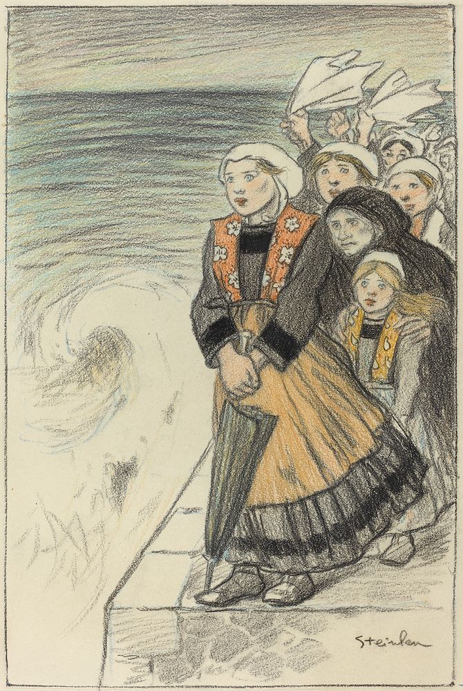 Sailors' Wives (1896) print in high resolution by Théophile Alexandre Steinlen.  