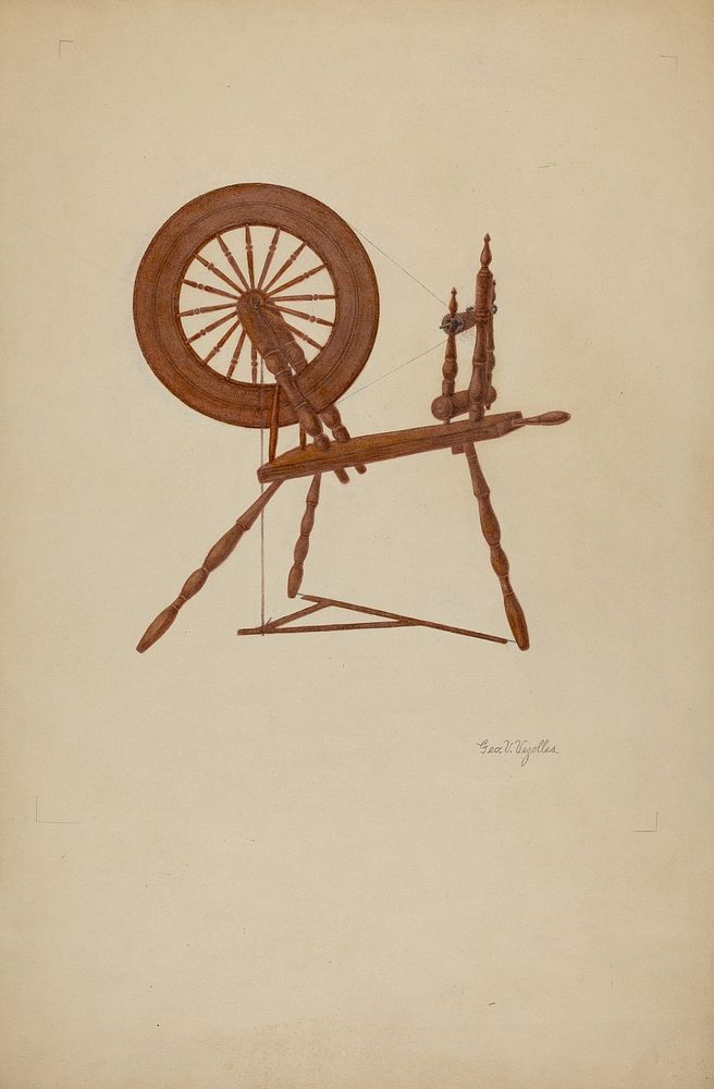 Shaker Spinning Wheel Flax (ca.1941) by George V. Vezolles.  