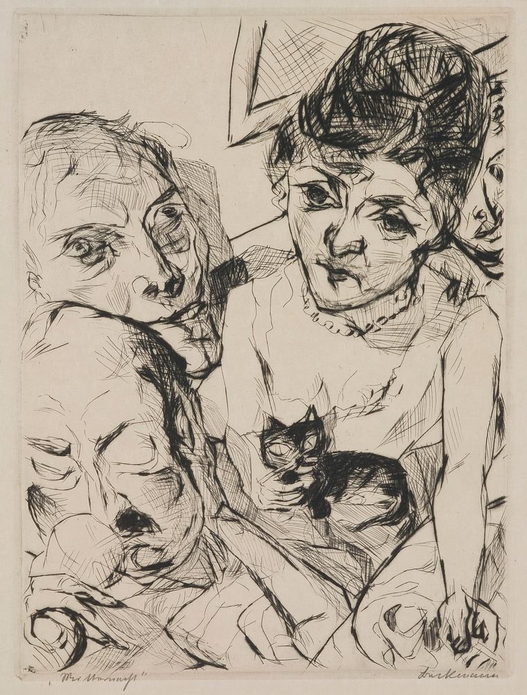 Evening Self-Portrait with the Battenbergs, plate 10 from the portfolio “Faces” by Max Beckmann