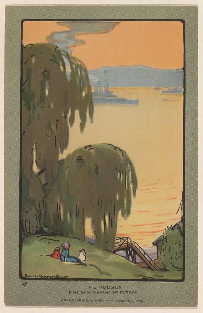 The Hudson from Riverside Drive (1914) from Art&ndash;Lovers New York postcard in high resolution by Rachael Robinson Elmer.…