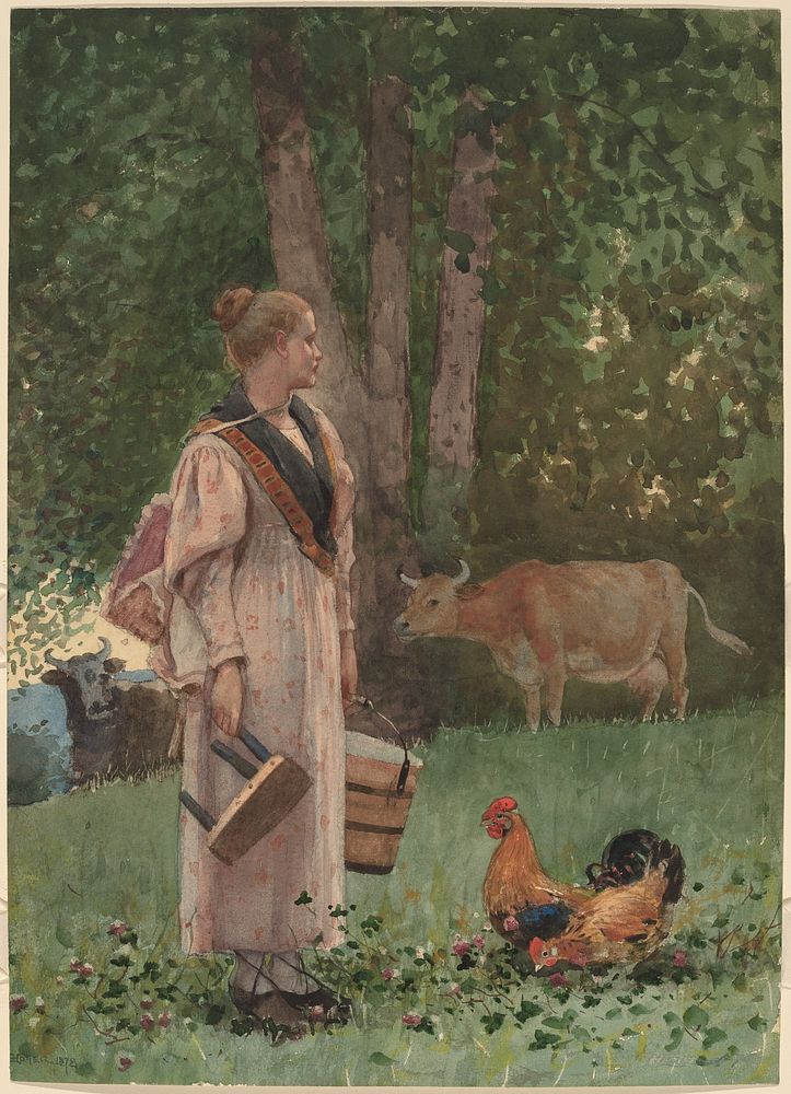 The Milk Maid (1878) by Winslow Homer.  