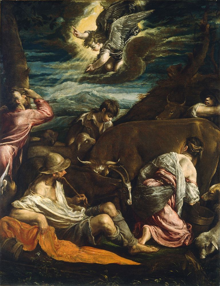 The Annunciation to the Shepherds (ca. 1555&ndash;1560) by Jacopo Bassano.  