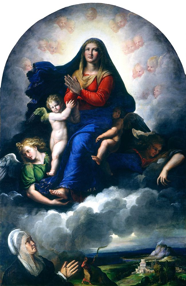 The Apparition of the Virgin (1530–1540) by Girolamo da Carpi.  