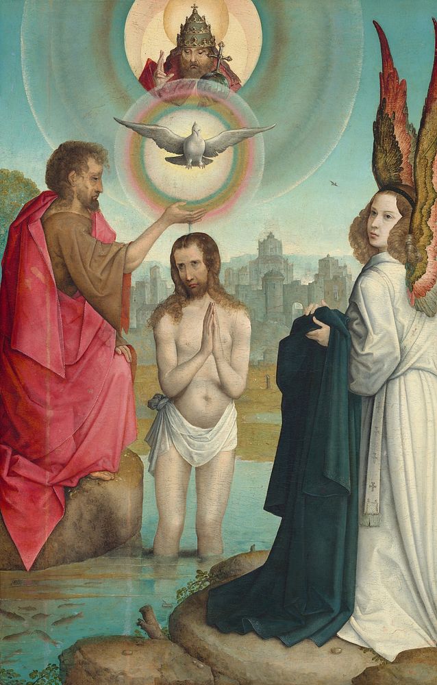 The Baptism of Christ (ca. 1508–1519) by Juan de Flandes.  