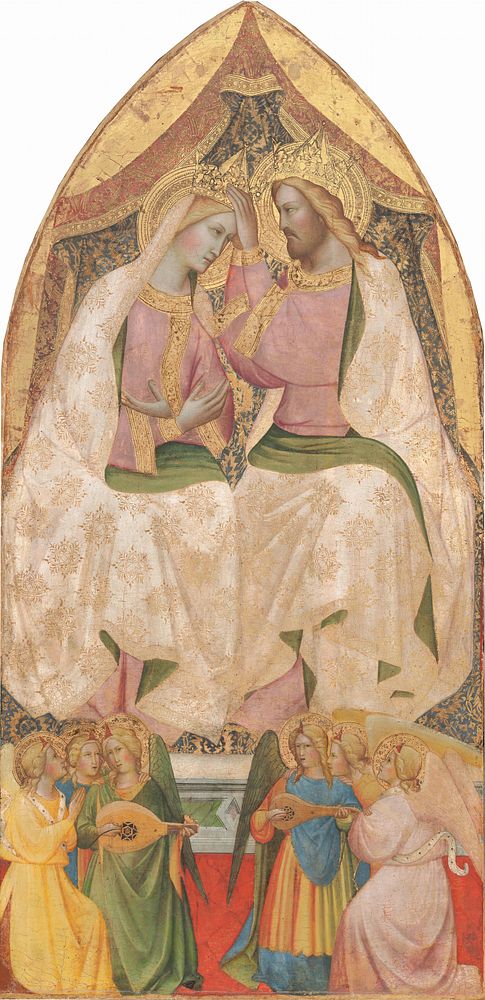 The Coronation of the Virgin with Six Angels (ca. 1390) by Agnolo Gaddi.  