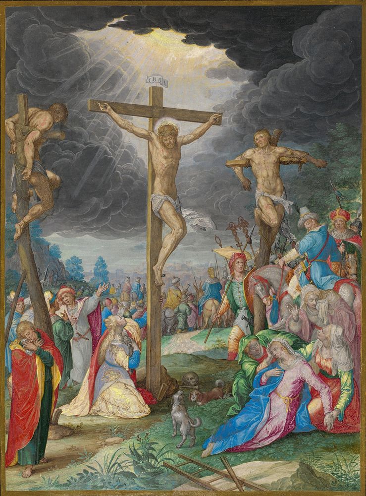 The Crucifixion (1627) by Friedrich Brentel, Aegidius Sadeler II & Christoph Schwarz.  