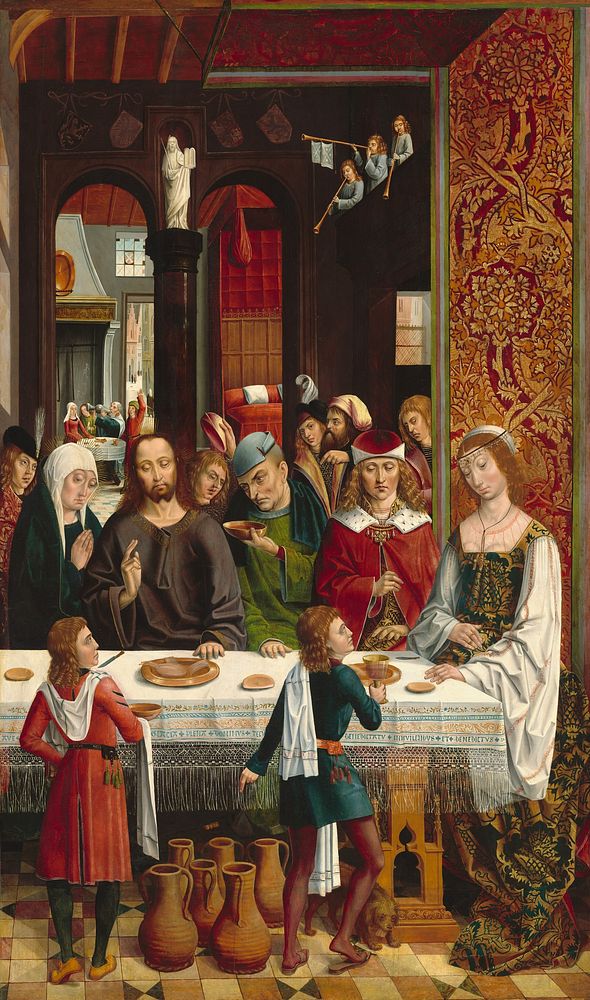 The Marriage at Cana (ca. 1495–1497) by Master of the Catholic Kings .  