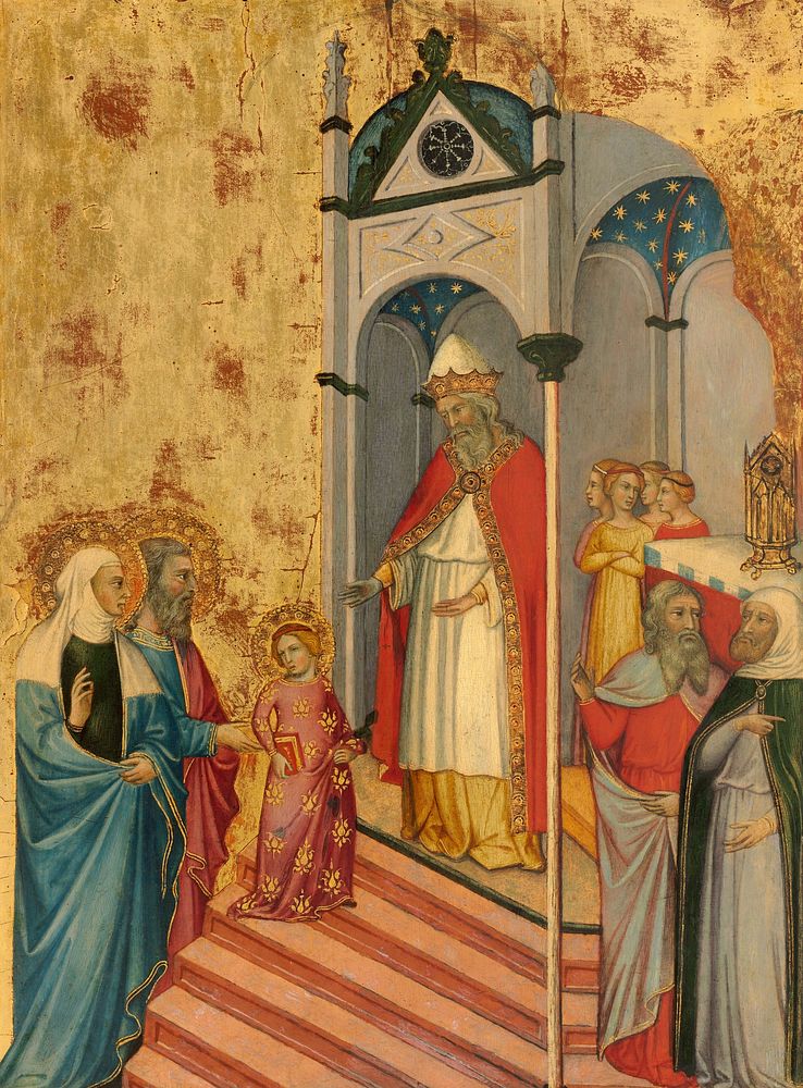 The Presentation of the Virgin in the Temple (ca. 1400&ndash;1405) by Andrea di Bartolo.  