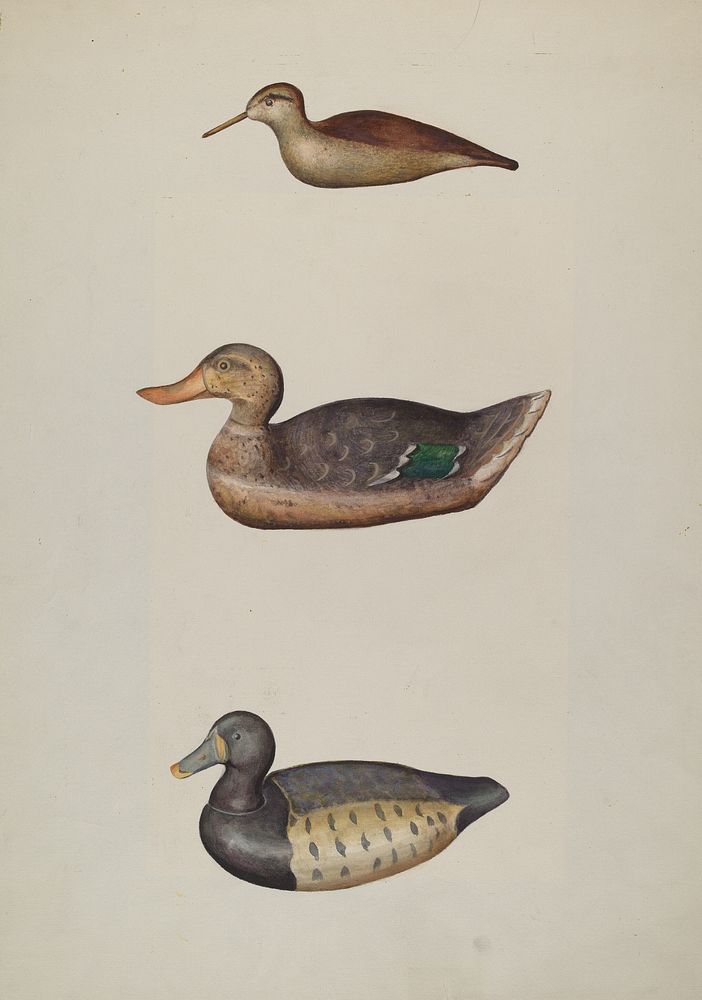 Three Decoy Ducks (c. 1937) by Harriette Gale.  