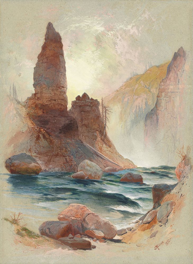 Tower at Tower Falls, Yellowstone (1872) by Thomas Moran.  