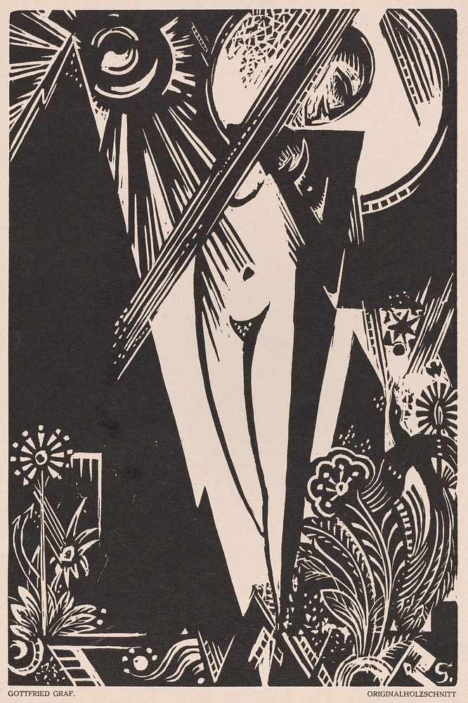 Girl with Bird of Paradise (1918) by Gottfried Graf.  