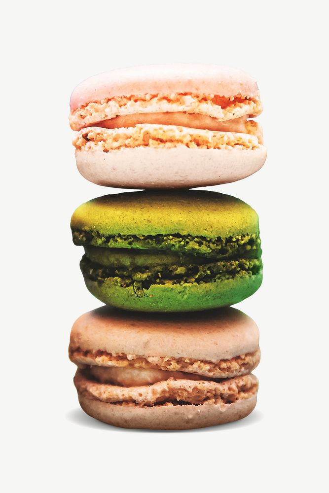 Stacked macarons collage element, isolated image psd