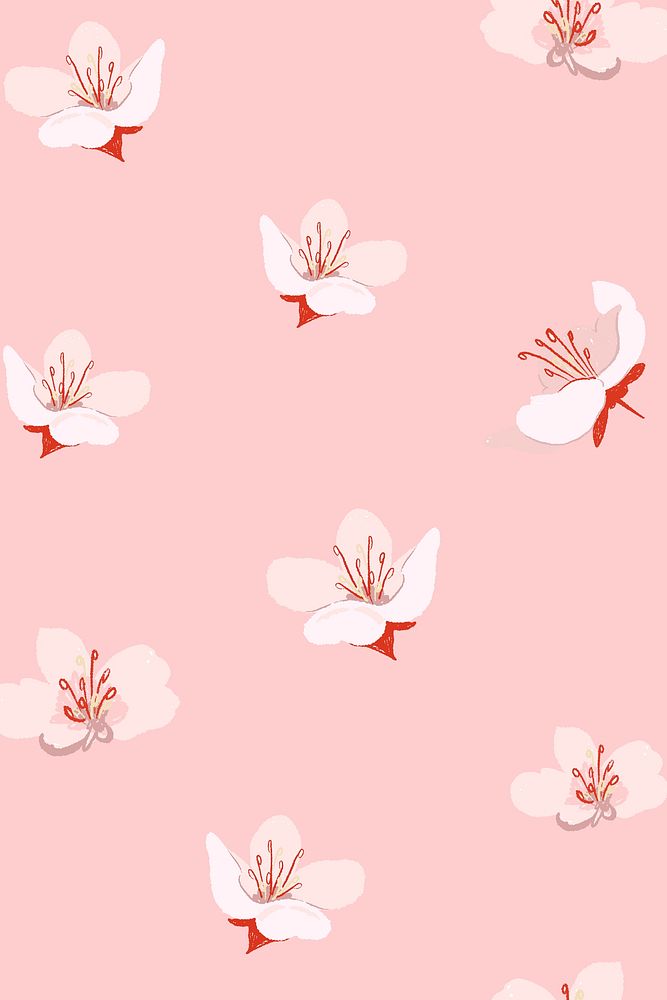 Pink sakura floral pattern background