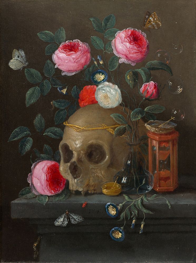 Vanitas Still Life (ca.1665&ndash;1670) painting in high resolution by Jan van Kessel.  