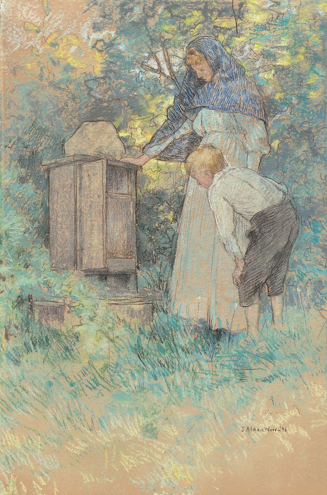 Watching the Bees (1896) by Julian Alden Weir.  