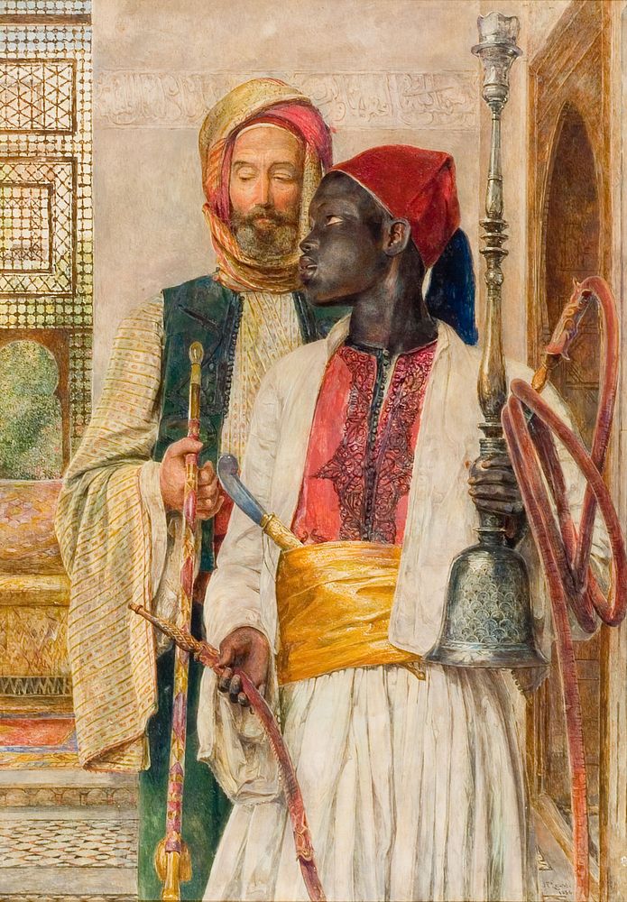 The Pipe Bearer (1856) painting in high resolution by John Frederick Lewis. 